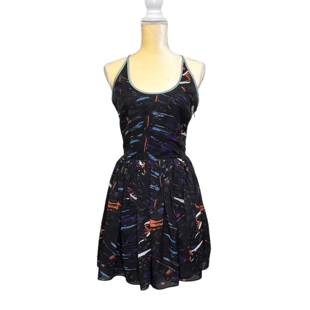 MM Couture By Miss Me Dress Size Small Black Abstract Pattern Open Back EUC